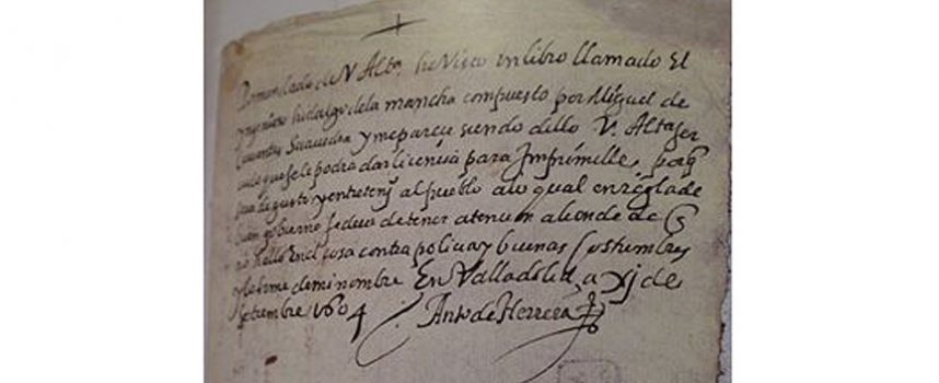 El cuellarano Antonio de Herrera dio licencia para que “El Quijote” fuera impreso