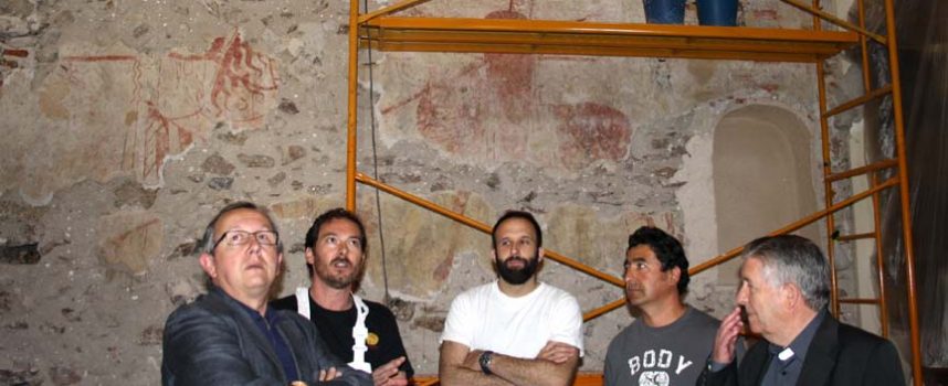 Visita a las obras de consolidación de las pinturas murales de la iglesia de la Asunción de Pinarejos