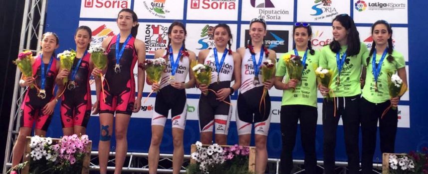 Las chicas del Triatlón Cuéllar ganaron el oro en el Campeonato de España de Duatlón por Relevos