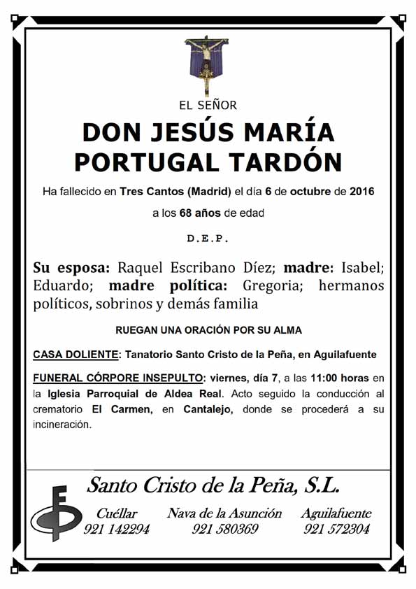 Esquela de Jesús Portugal Tardón
