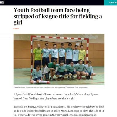 El periódico inglés `The Times´ se hace eco de lo sucedido al equipo de Zarzuela del Pinar en los Juegos Escolares regionales