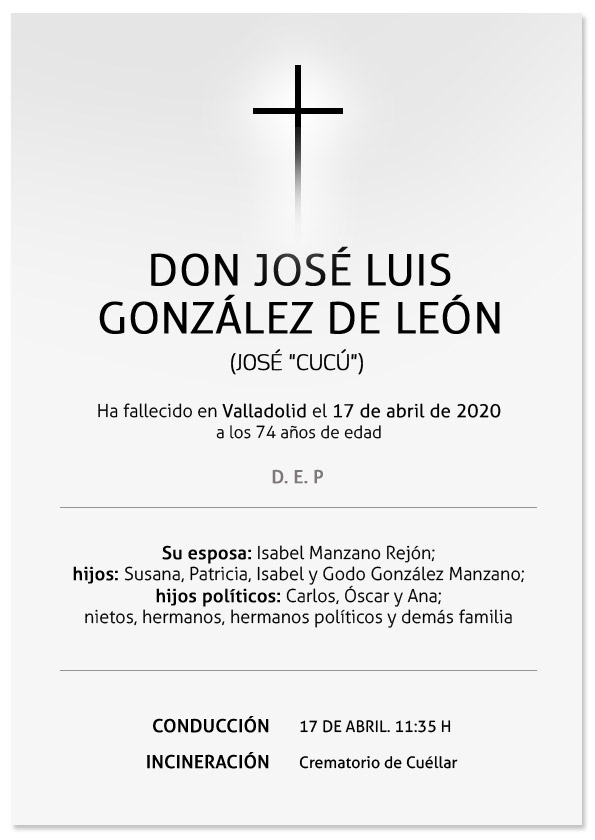 Esquela de José Luis González de León "Cucú"