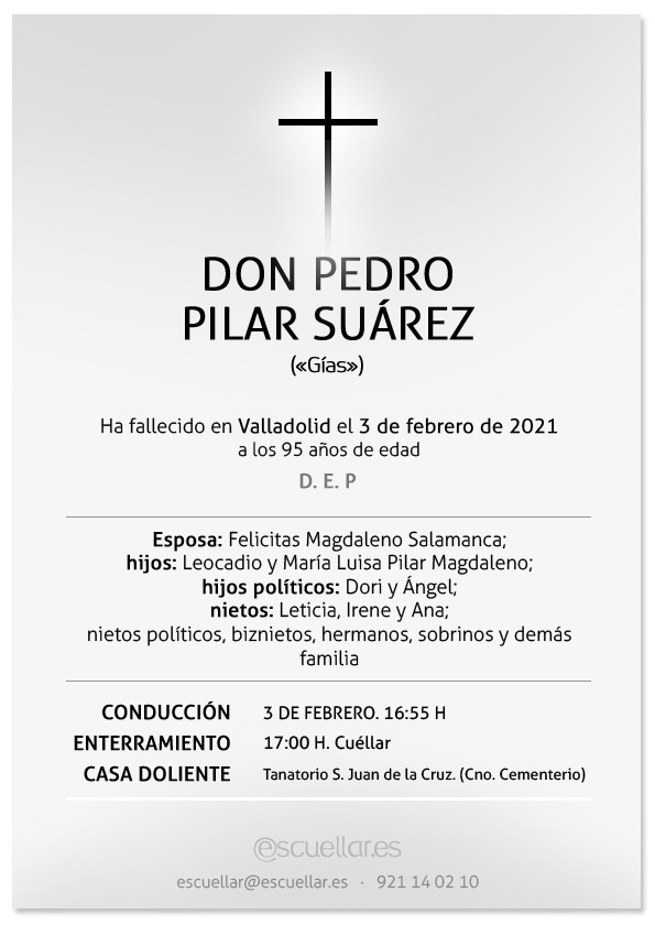 Esquela de Pedro Pilar Suárez «Gías»