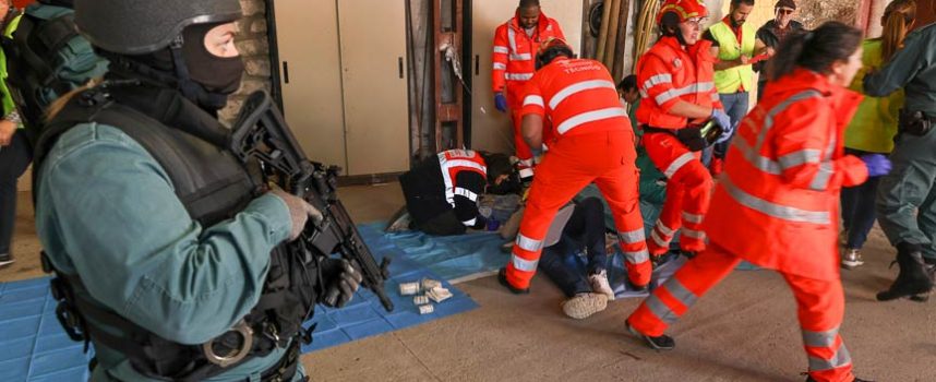 Un simulacro de atentado terrorista en Cuéllar pone a prueba a cuerpos de seguridad y sanitarios
