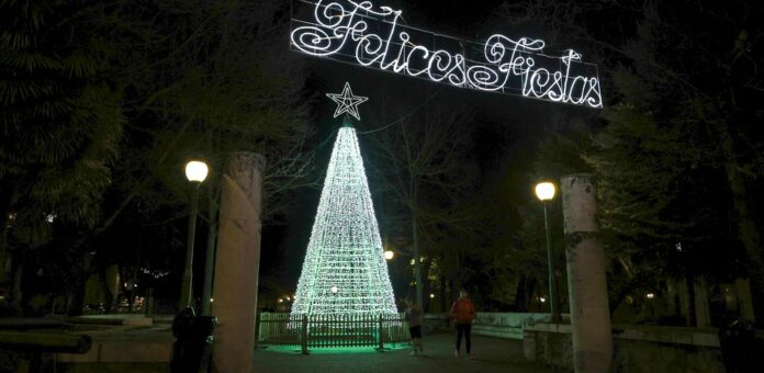 Decoración navideña instalada en los Paseos de San Francisco, en Cuéllar. | Foto: Gabriel Gómez |