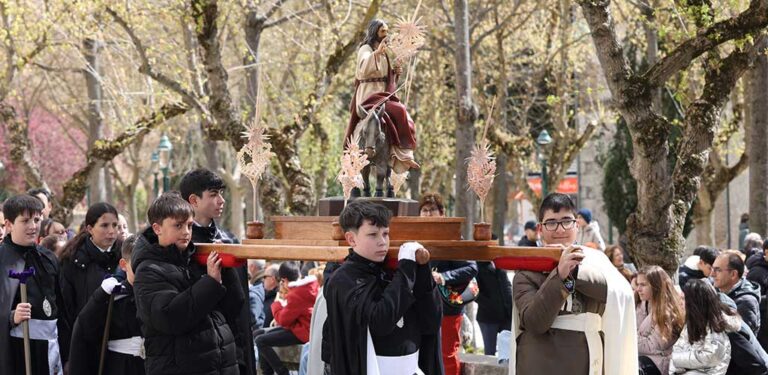 La procesión del Domingo de Ramos llena de olivos y palmas las calles de Cuéllar