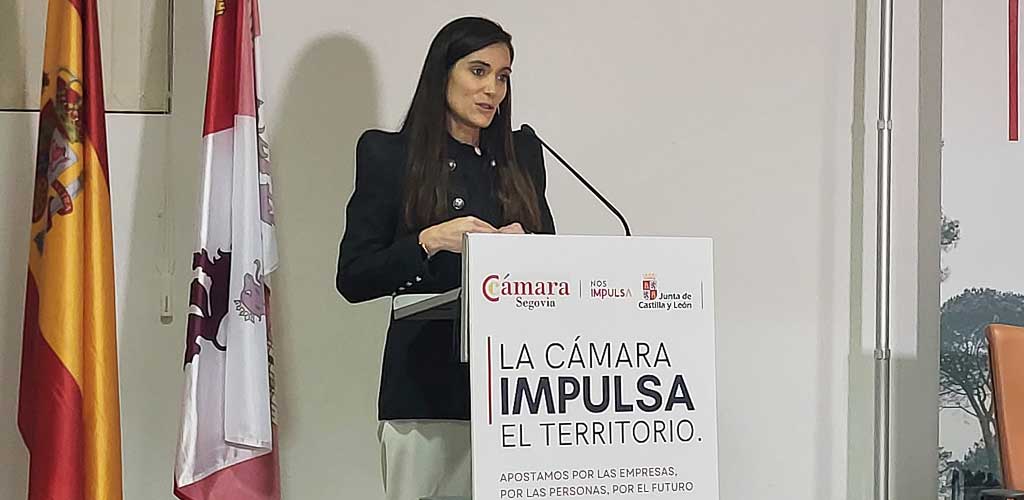 charla-camara-comercio-segovia-cuellar-5-2026-ES-NPM_102721 María José Tapia, presidenta de la Cámara de Comercio de Segovia. | Foto: Nuria Pascual |